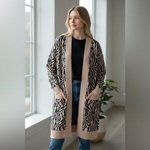 GUESS MADAM ZEBRA PRINTED CARDIGAN